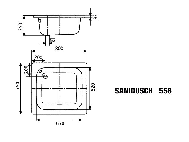 KA DW SANIDUSCH Mod.558,750x800mm, alpinweiß,Perl-Effekt,Antislip