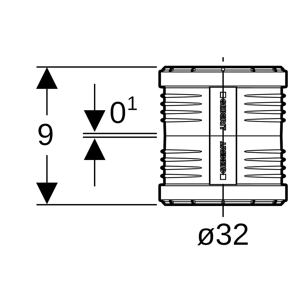 Geberit Silent-PP Doppelsteckmuffe d32