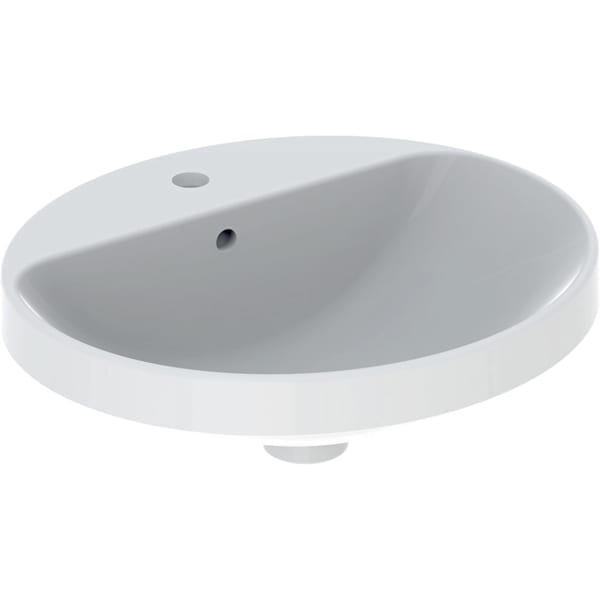 Geberit VariForm Einbauwaschtisch, oval mit HLB, 50x45cm, m. Ül., weiß gl