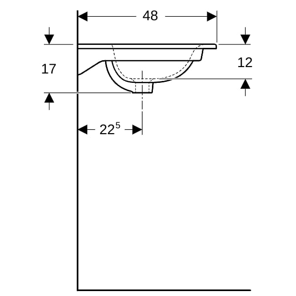 Geberit Renova Plan Möbelwaschtisch, 60x48cm m. Hl., m. Ül., weiß