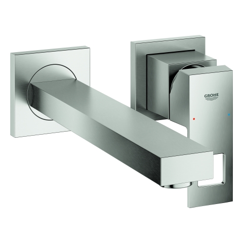 GROHE 2-Loch-WT-Wandbatterie Eurocube 23447 Fertigmontageset supersteel