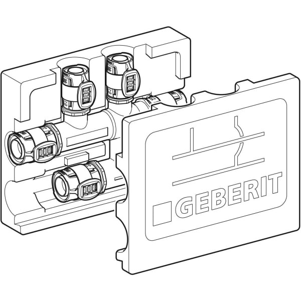 Geberit FlowFit Kreuzungs-T-Stück mit Dämmbox SiBr d25-d16-d25