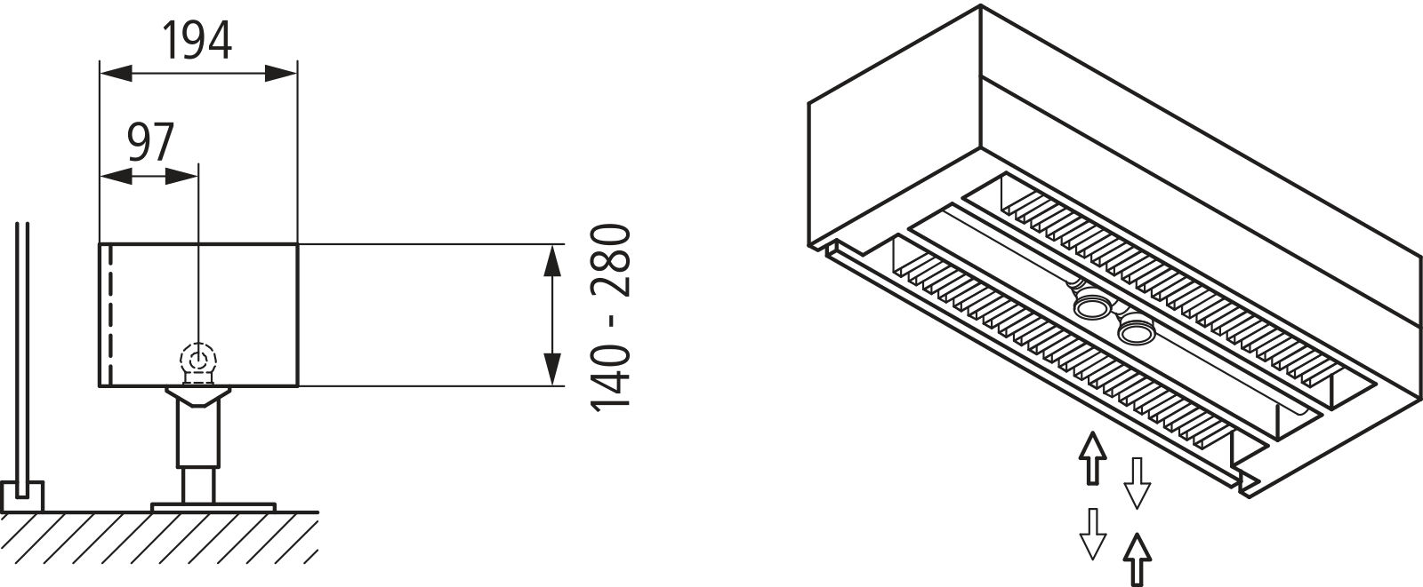Kermi L-Kon S Typ33 BH140x194x1400mm QN1603,weiß,6bar, m. Abd., AB Uni.,VE4,5