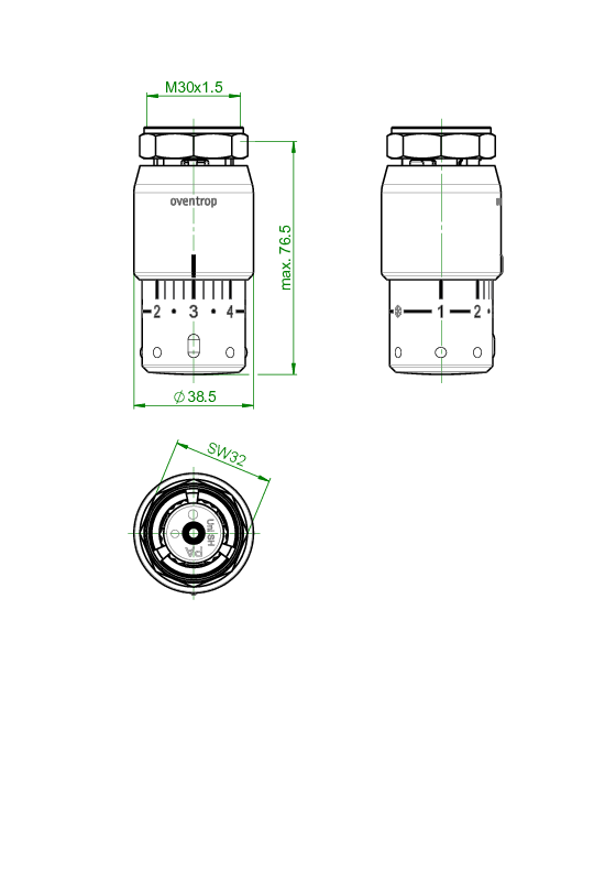 OVENTROP-Thermostat "Uni SH" 7-28 C, 0 * 1-5, Flüssig-Fühler, weiß
