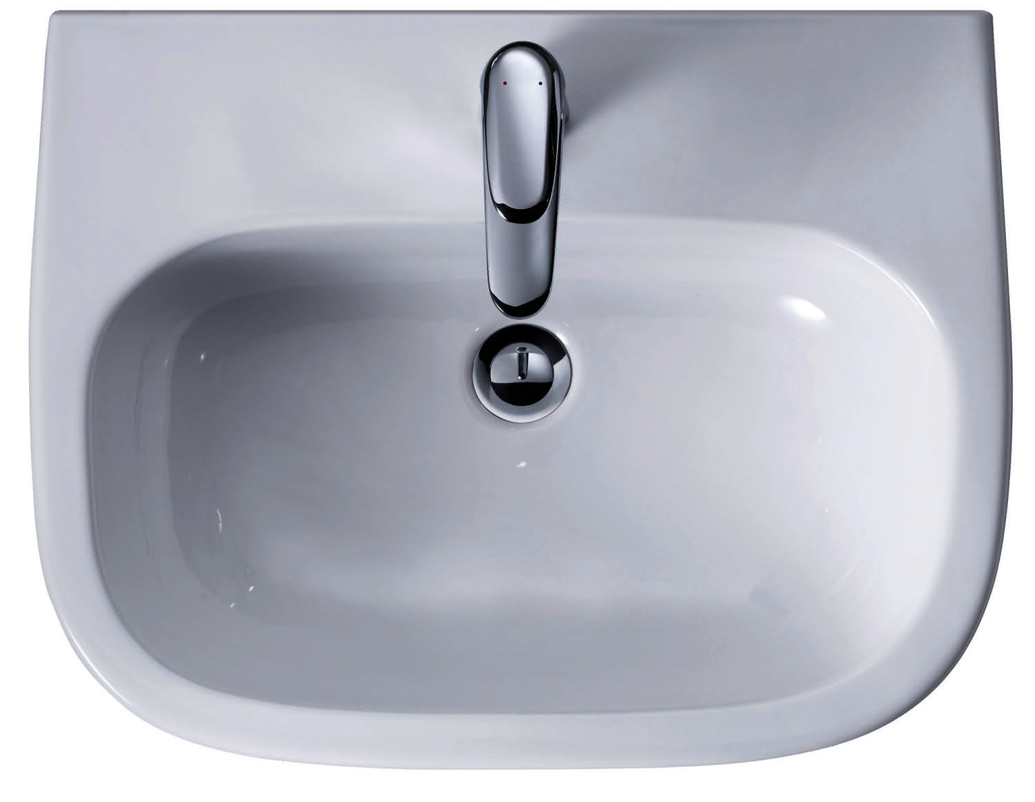 DU Waschtisch D-Code 600 mm mit ÜL, mit HLB, 1 HL, weiß