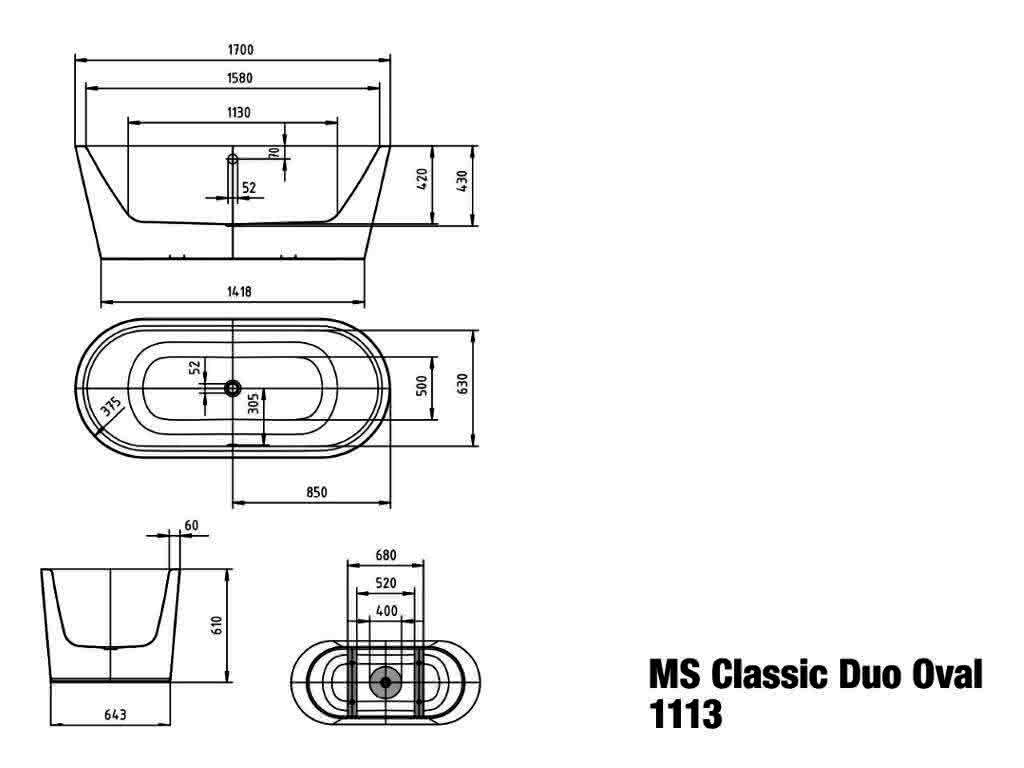 KA BW MEISTERSTÜCK CLASSIC DUO OVAL Mod. 1113,1700x750mm,alpwe,SAD,email. SZ.