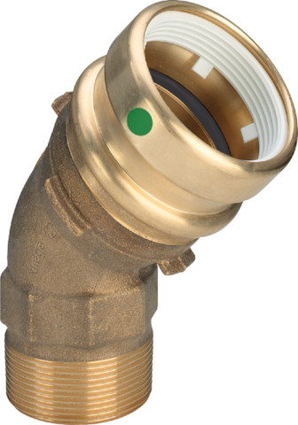 Viega Bogen 45 Grad mit SC Geopress 9626.2TW in 32mm x R1 Rotguss