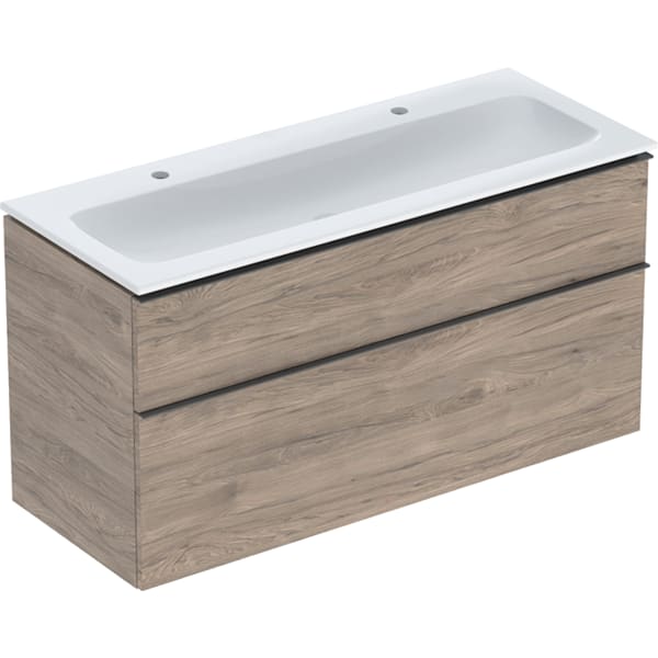Geberit iCon Set MWT m. US, 2 Schubl. 120x63x48cm, Nussbaum/Griff lava