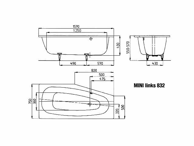 KA BW MINI LINKS Mod.832,1570x750mm, manhattan
