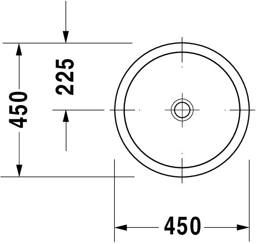 DU Einbauwaschtisch Architec 450 mm EB v.ob.,o.ÜL,o.HLB,u.glasiert,weiß