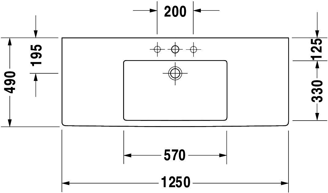 DU Möbelwaschtisch Vero 1250 mm mit ÜL, mit HLB, 1 HL, weiß