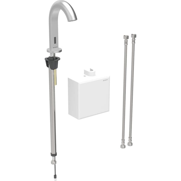 Geberit Piave WT-Arm., Standmontage, Batterie mit AP-Funkt.Box, m.Therm.Misch., edst.g