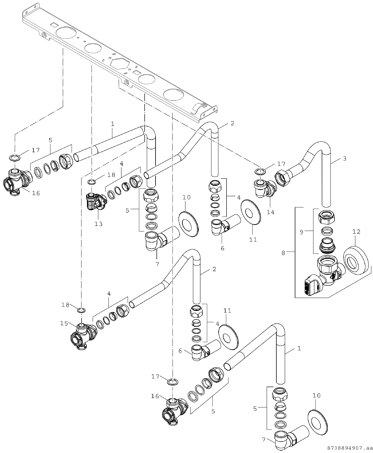 BOSCH Installationszubehör HW-Set-BCR-1 Anschlusssatz für Unterputz-Installation