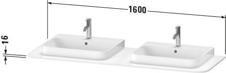 Duravit Konsole HappyD.2Plus, 2 Ausschnitte 16x1600x550mm, weiß hochglanz