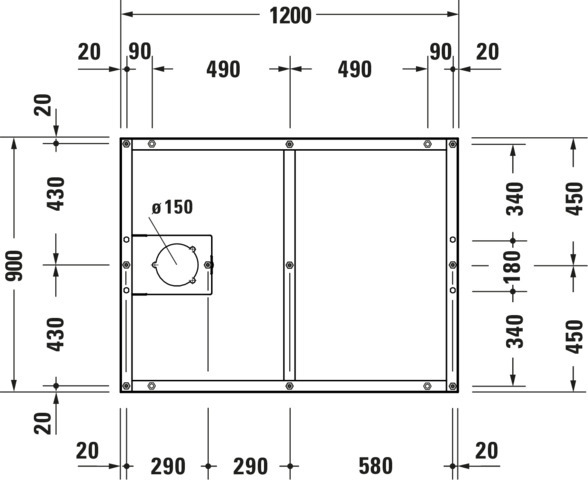 DU Fußgestell für Duschwanne Tempano 1200x900mm