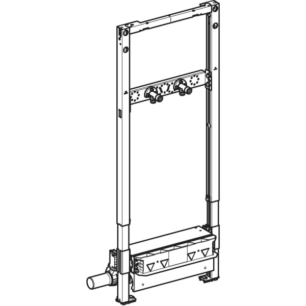 Geberit Duofix Element f. Dusche, 130cm CleanWall W-Ablauf, W-Arm.AP, H:90-250mm
