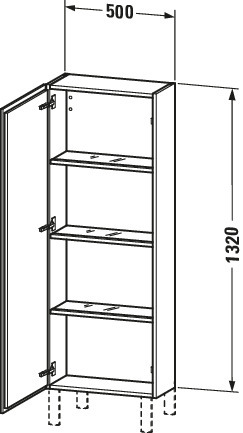 Duravit Halbhochschrank L-Cube 243x500x1320mm 1 Tür, TA li., Betongrau Matt