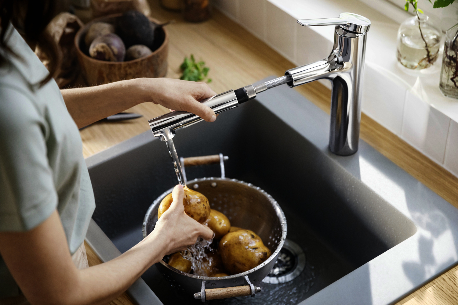 Hansgrohe Spültischmischer 160 Zesis M33 Ausziehbrause 2jet sBox lite chrom