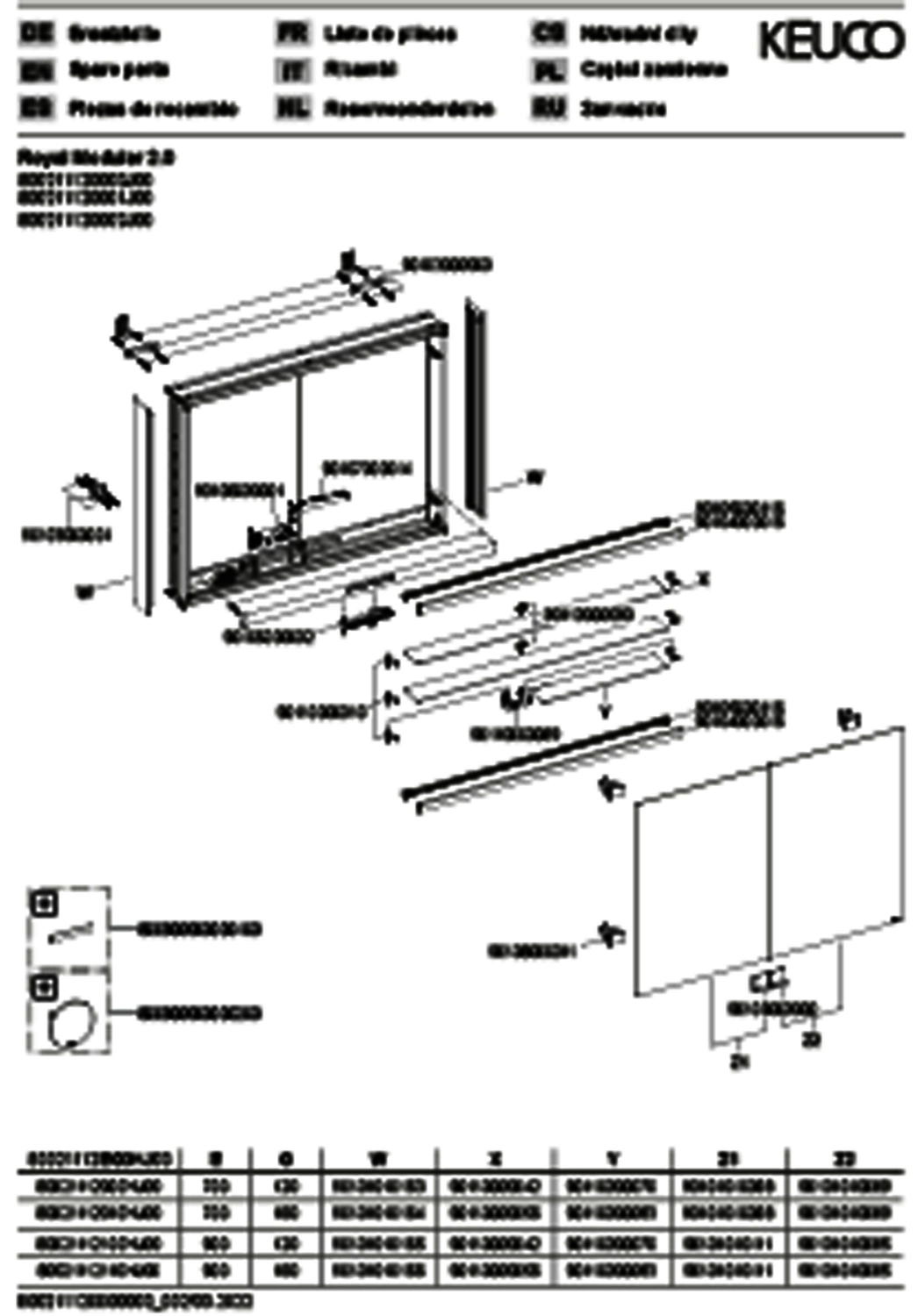 KEUCO Royal Modular 2.0 SPS, bel. 80021, Vorb,2Steckd,sb-elox,1200x900x120mm