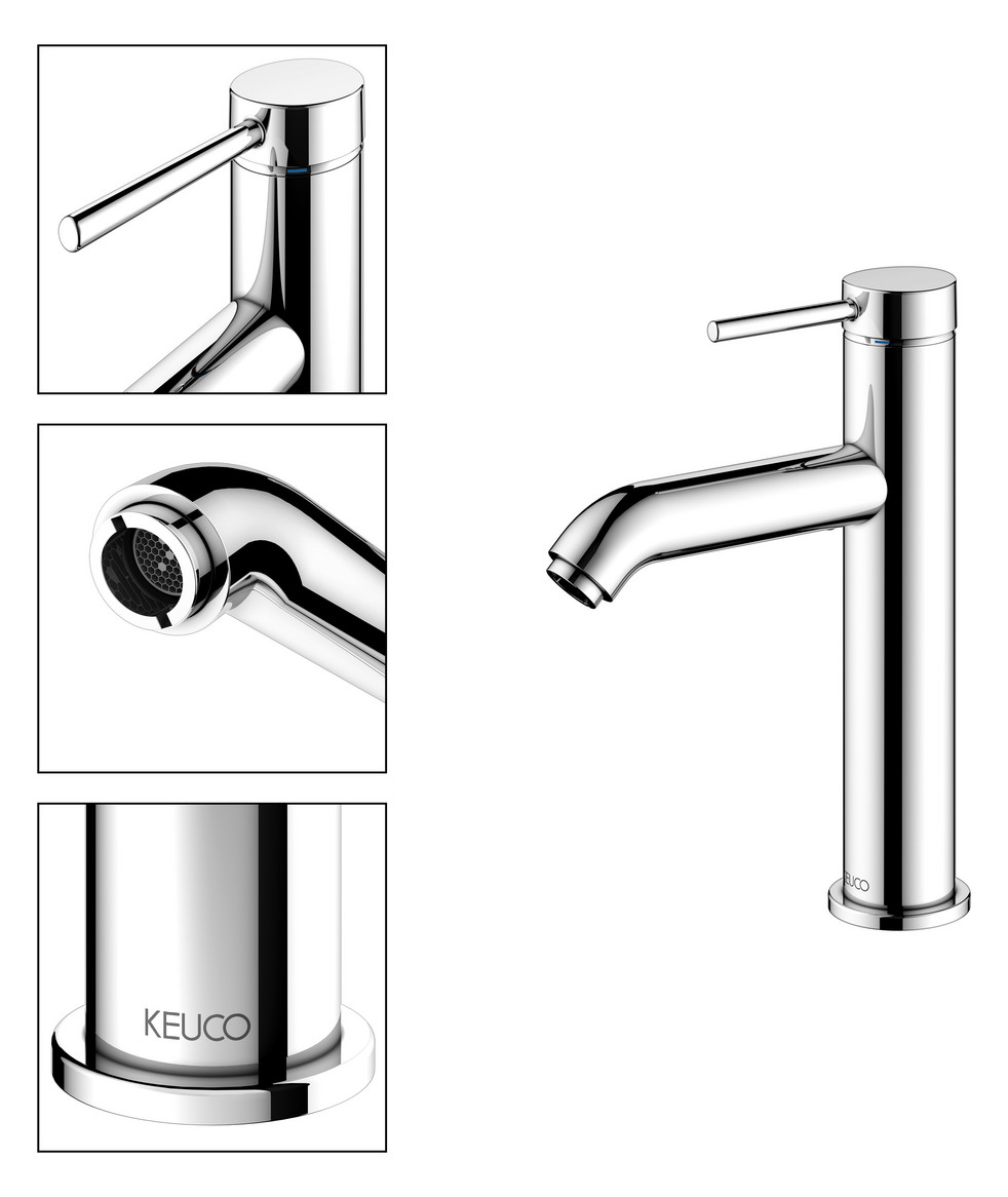 KEUCO EHM-WT-Mischer 130 IXMO 59501, o.Zug.-Ablgrt. Soft, Rosette rd. verchr.