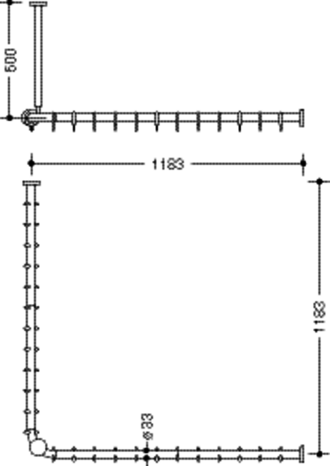HEWI VH-Stange Ser 801,A1/2:1183,kürzb, 24 Ringe, Deckenabh. A:500 signalweiß