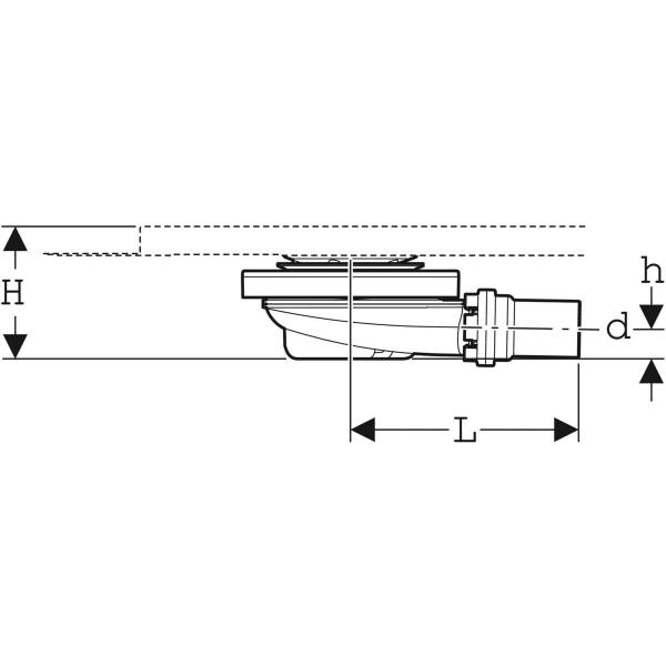 Geberit Duschwannenablauf für Setaplano Sperrwasserhöhe 30 mm d40