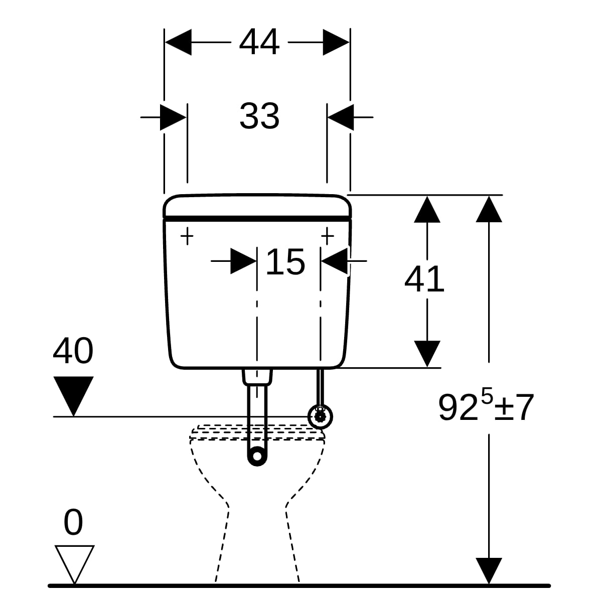 Geberit AP127 AP-Spülkasten, Spül-Stopp-Sp tiefh. WA unten rechts, weiß-alpin