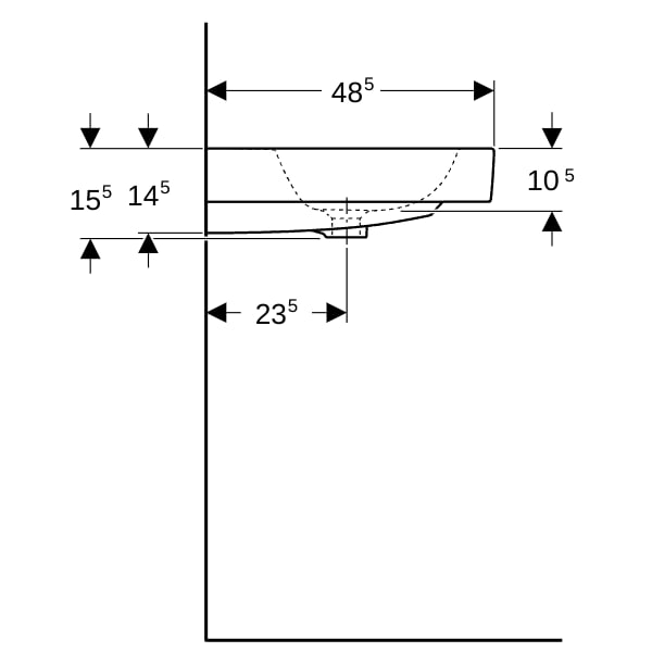 Geberit iCon Waschtisch, 75x48,5cm o. Hl., m. Ül., weiß, KeraTect