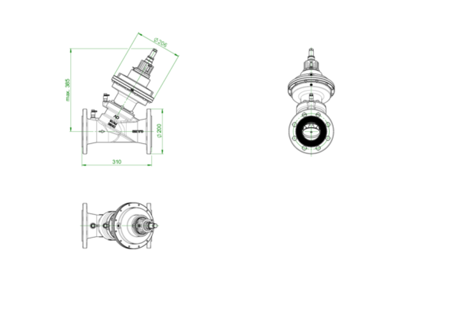 OVENTROP-Regulierventil "Cocon QFC" DN80, PN16, DIN Flansch, bis 30 cbm/h