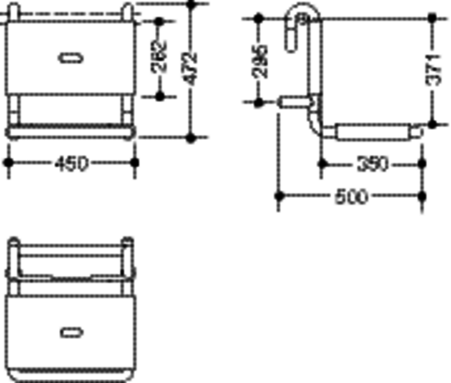 HEWI Einhängesitz B=450mm,T=500mm,H=472mm reinweiß