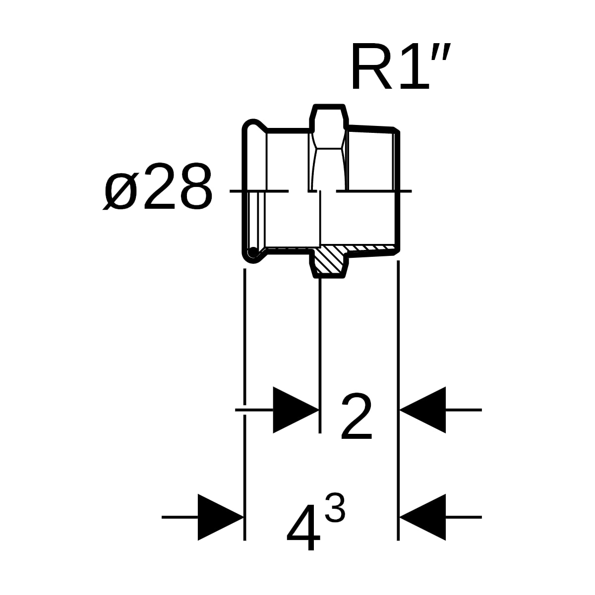 Geberit Mapress Kupfer Übergang mit AG Rg d28-R1