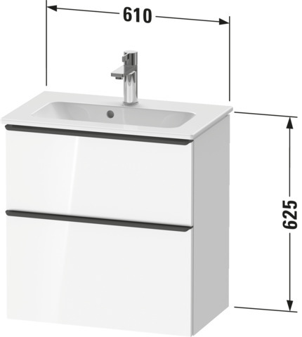 DU D-Neo WTU,Ausz:1,Schubk:1,GR:Chrom 610x372x625mm,Wandh,Weiß Hochglanz,Dek.