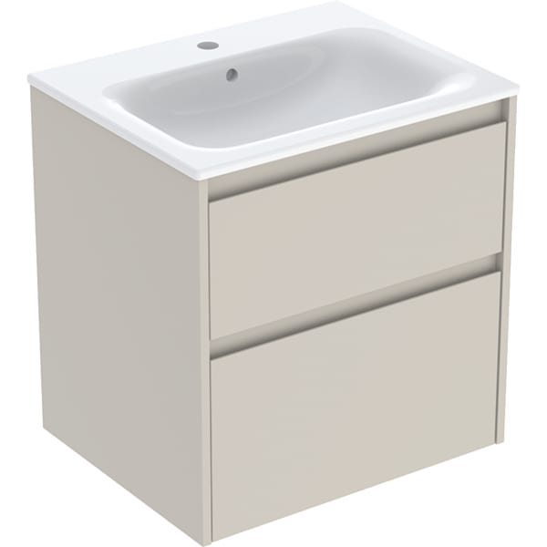 Geberit Renova Plan Set MWT mit US, 2 Schubl. 60x62,1x48cm, sandgrau/l. seidenmatt