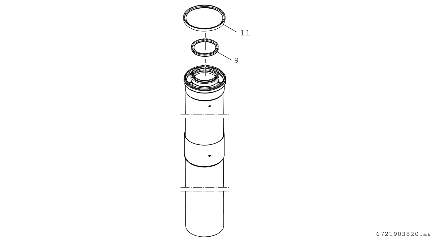 BOSCH Abgaszubehör AZB 1001 Verlängerungsrohr d:125/185mm, L:500mm