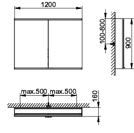 KEUCO Royal Modular 2.0 SPS, bel. 80021, Vorb,2Steckd,sb-elox,1200x900x160mm