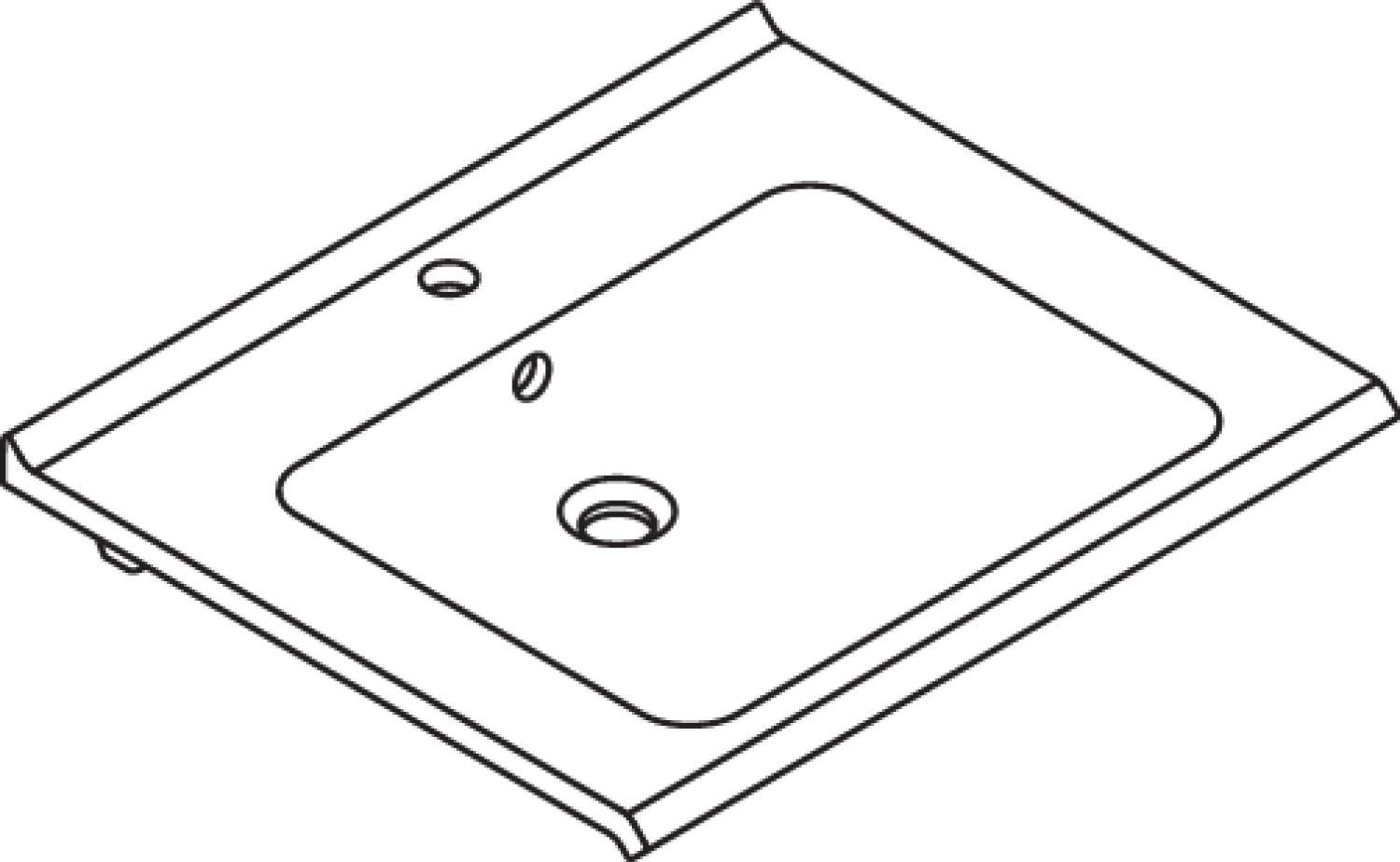 HEWI Waschtisch S-Form, modular mit Überlauf, 650x550mm, 1 HL
