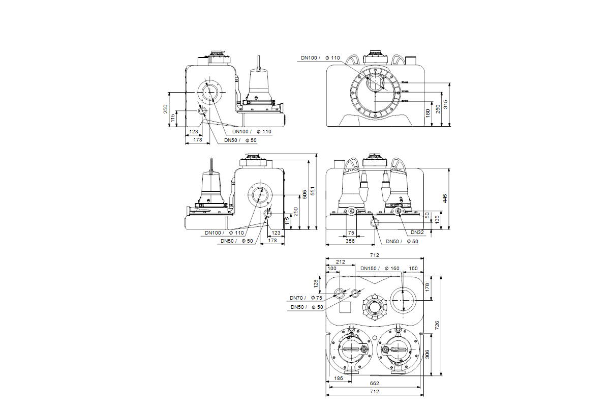 GRUNDFOS Fäkalienhebeanlage Multilift MDG.09.3.2 3x400V