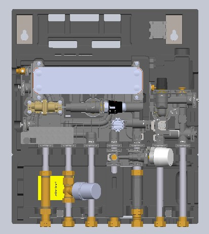 Danfoss Wohnungsstation EvoFlat 4,0 F1 W für Heizkörper, Wasserschlagdämpfer, Kup