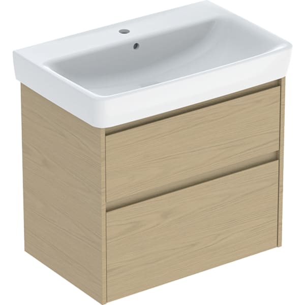 Geberit Renova Plan Set WT mit US, 2 Schubl. 75x69,7x44,6cm, Eiche natur