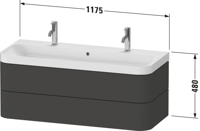 Duravit WTU m. Happy D.2 Plus,2 Schubk. 480x1175x490,Weiß Hochglanz