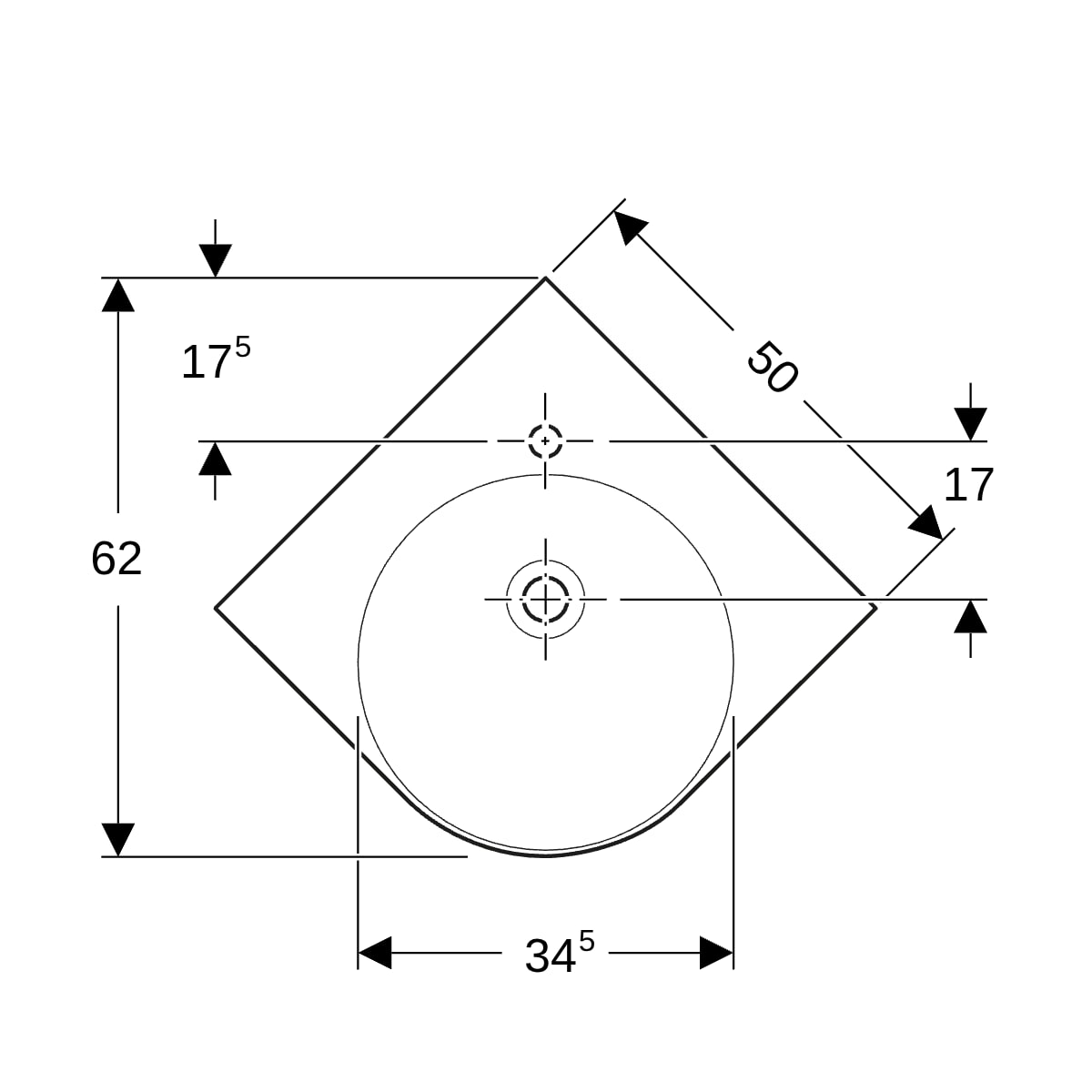 Geberit Renova Compact Eckwaschtisch 69,5x61,5cm, m. Hl., m. Ül., weiß Tect