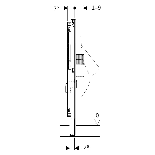Geberit Duofix Element f. Urinal, 112-130 cm universell, für verdeckte Urinal-Strg.