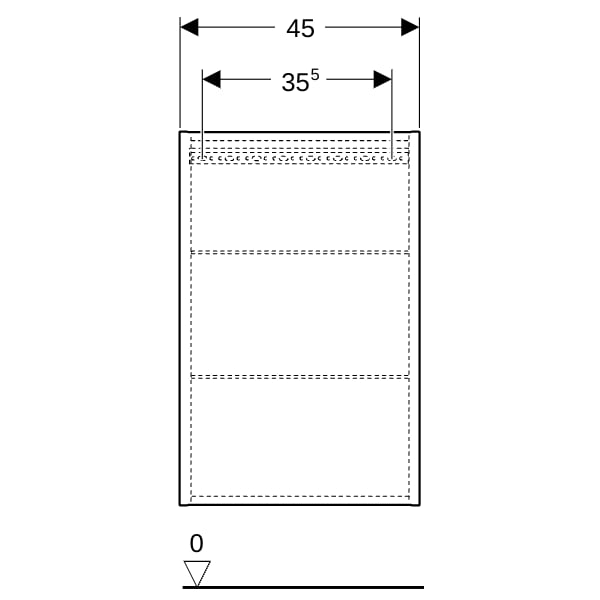 Geberit Hängeschrank rechteckig, 1 Tür 45x70x15cm, weiß hgl.