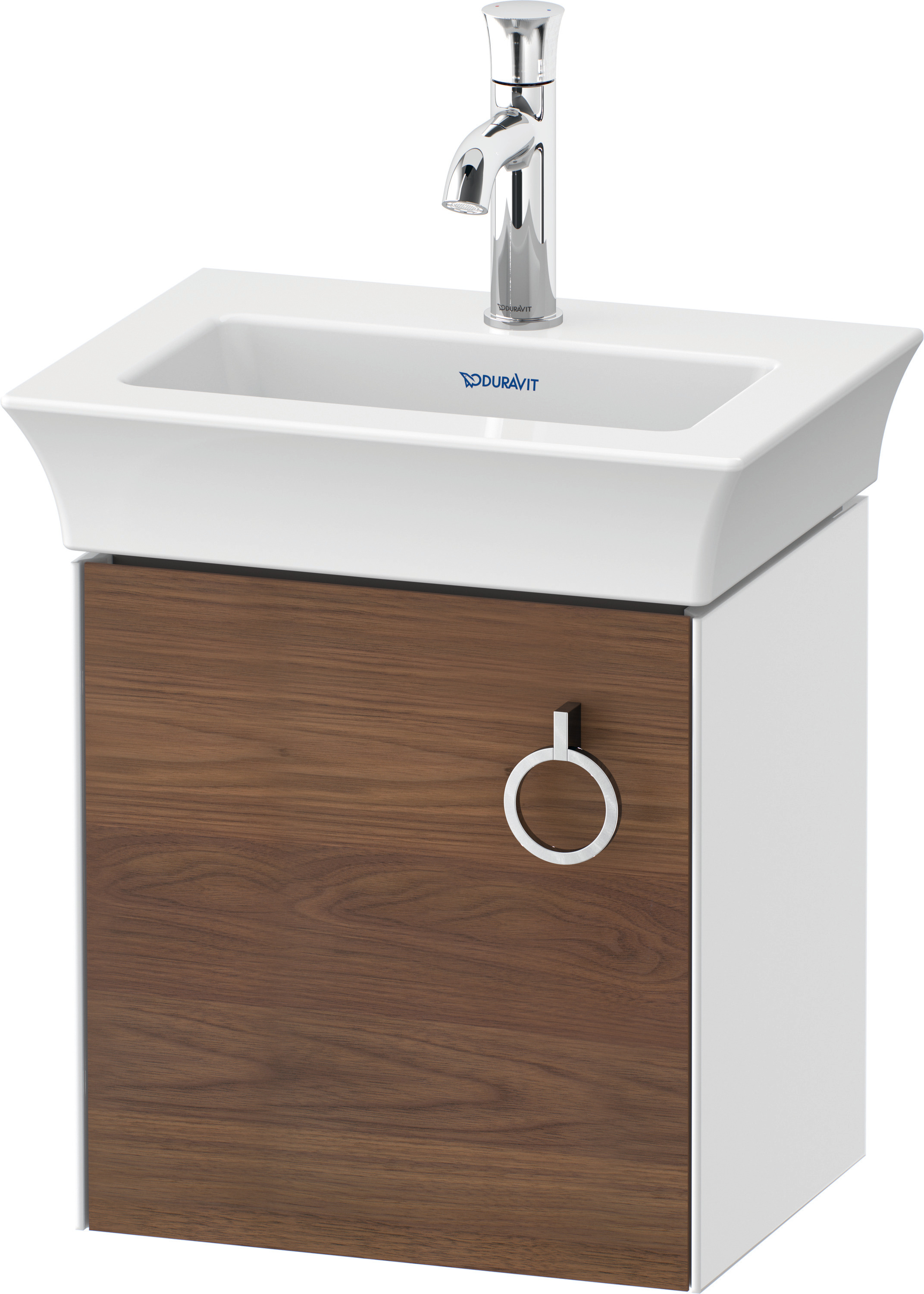 Duravit WTU wandh. White Tulip,1 Tür m.Griff 410x384x298,TA l.,A.Nussb.M./Weiß HGL