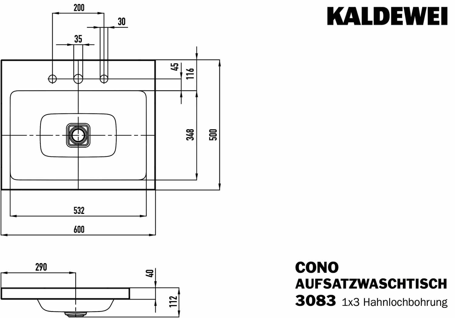 KA WB CONO Mod.3083,600x500mm,alpwe,PEFF ,AD,m. 3HL,oÜL