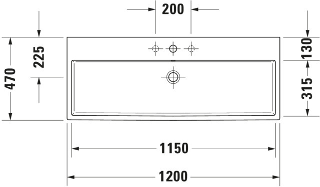 DU Waschtisch Vero Air 1200 mm m.ÜL, m.HLB, 1 HL mitte, weiß, WG