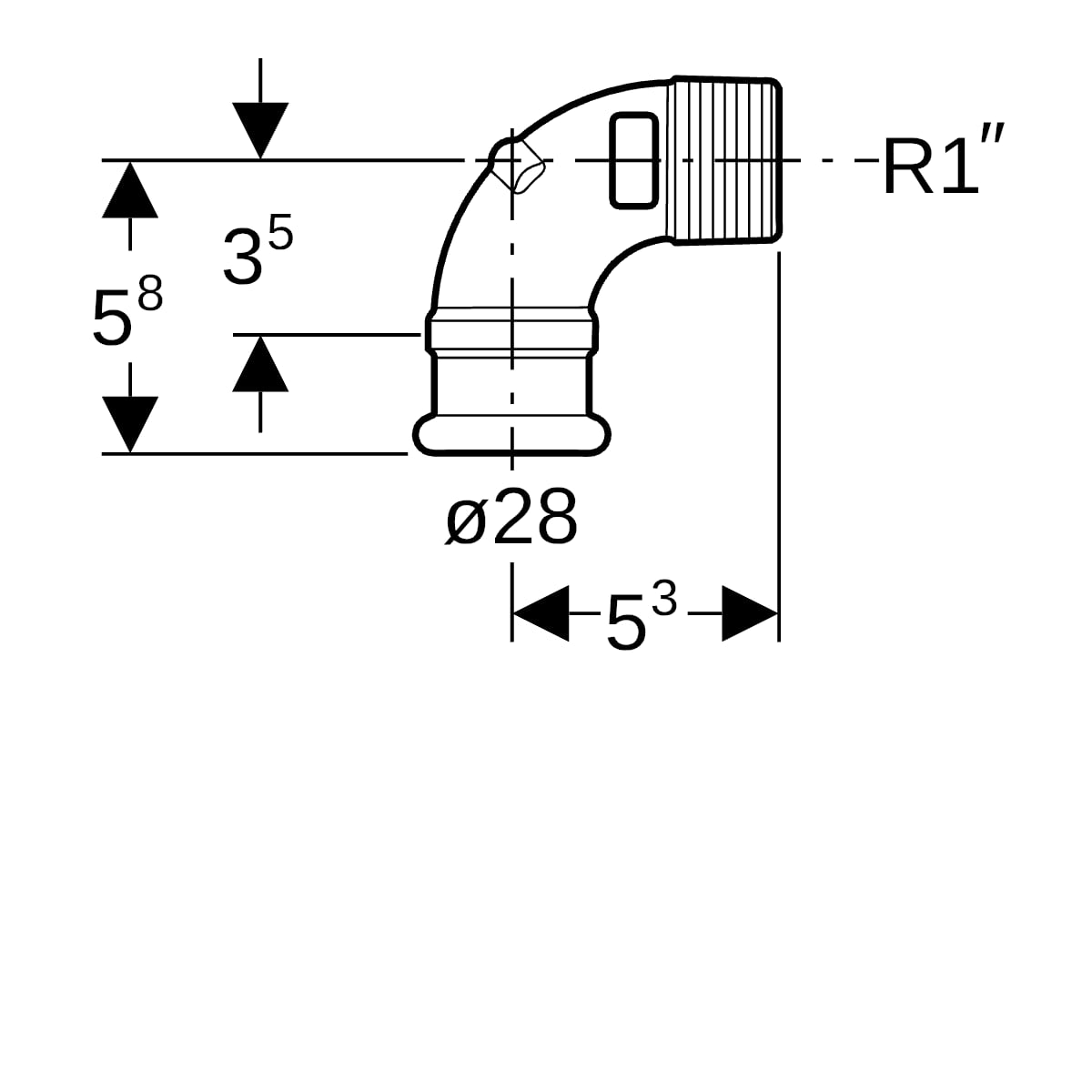 Geberit Mapress Kupfer Übergangswinkel 90Gr mit AG Rg d28-R1