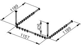 KEUCO Brausevorhangstangen-Set Plan 14940, für Dusche U-Form, 120x120, sil-elox