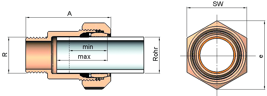 gebomessing, Messing-KLV Serie 313 Typ MAS 1/2" für Stahlrohr