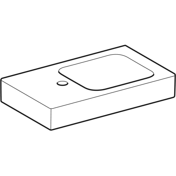 Geberit iCon HWB mit Ablagefläche, 53x31cm Hahnloch links, o. Ül., weiß, KeraTect